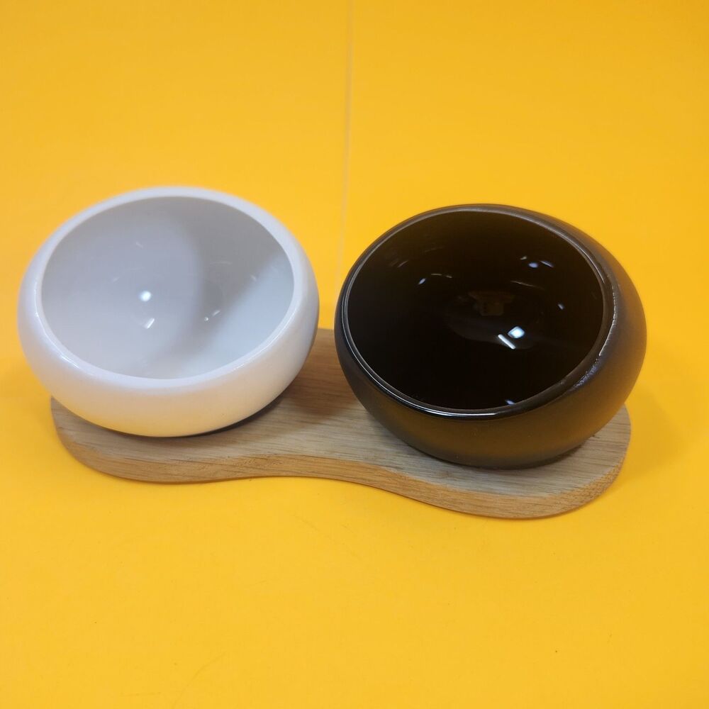 Rosendahl Salt & Pepper Cellar Finger Set Ceramic Porcelain Wood Danish Denmark